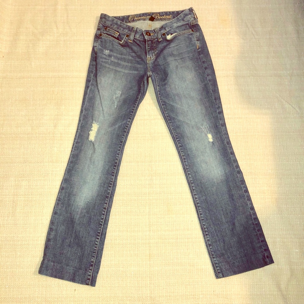GAP Premium Bootcut 2s distressed blue jean